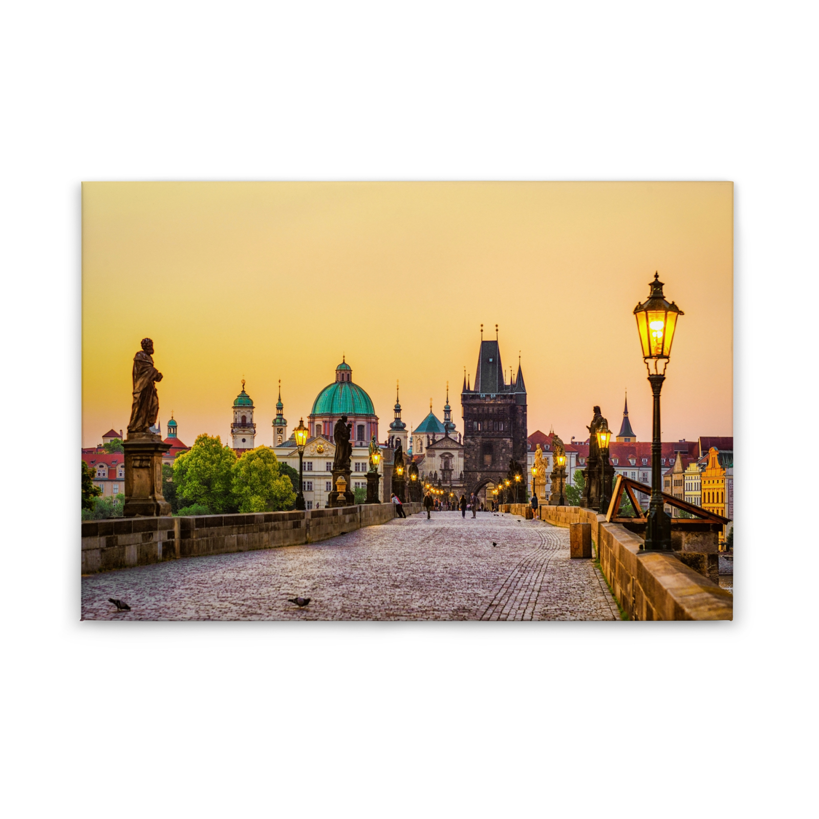 Leinwandbild KARLSBRÜCKE - gelb-grau - 90x60 cm