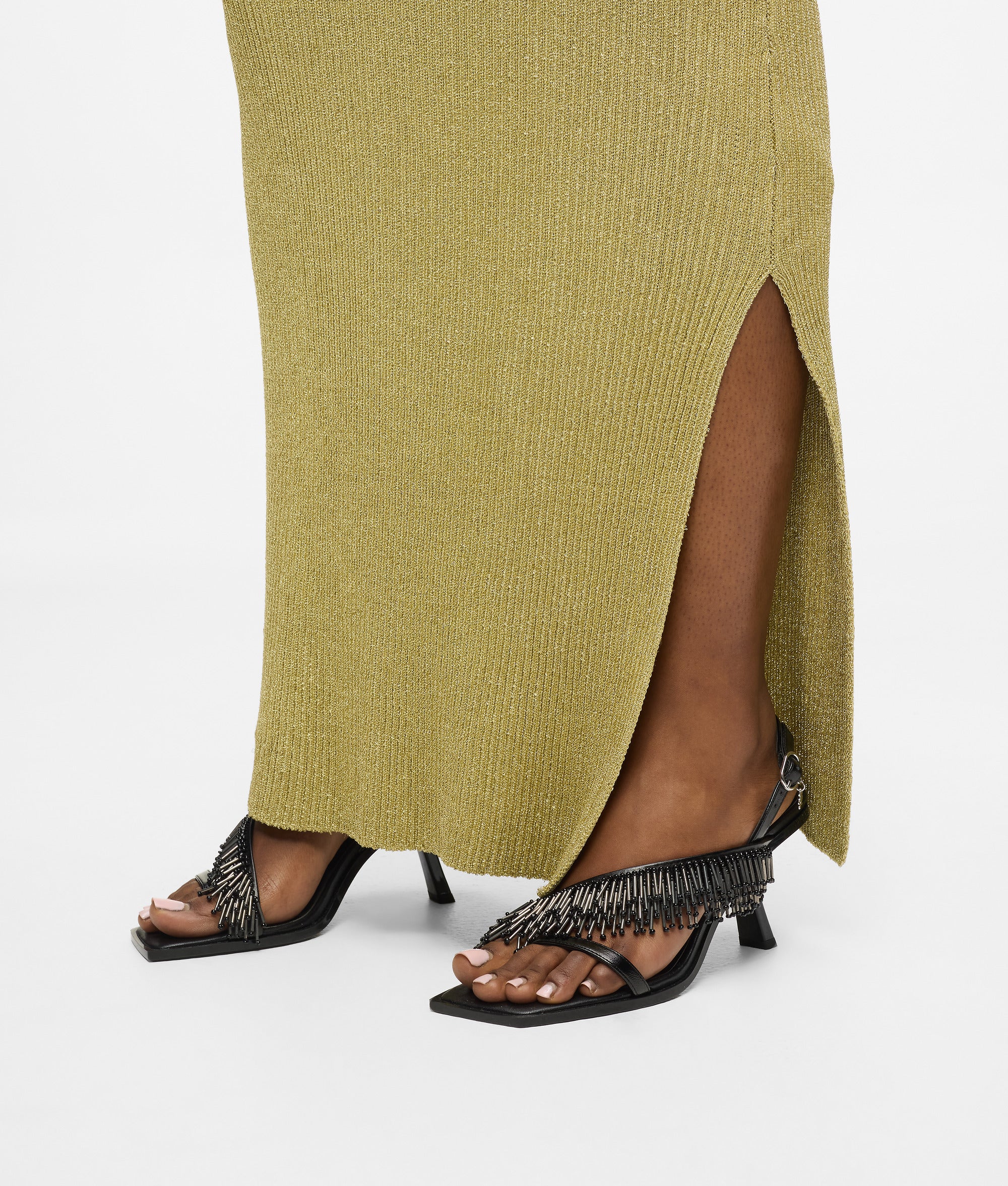 Karmel slingbacks met franje en hak