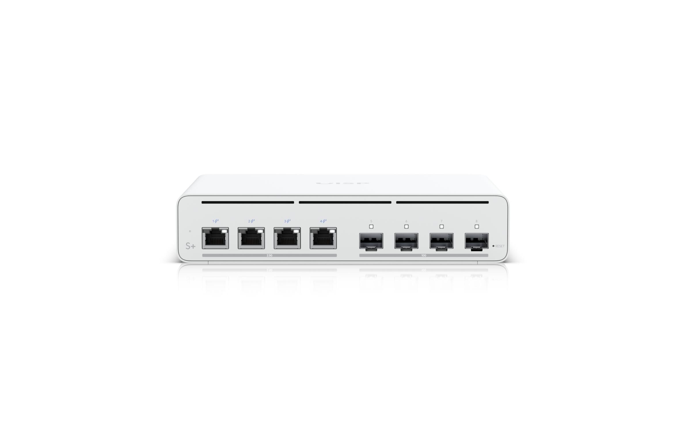 Passiv PoE Switch UISP Switch Plus UISP-S-Plus 4 Port<br>Netzwerk-Switch mit 27V DC, 7.04A und PoE 160W Netzteilen, inklusive Wandhalterung Kit und 1U Rack Kit