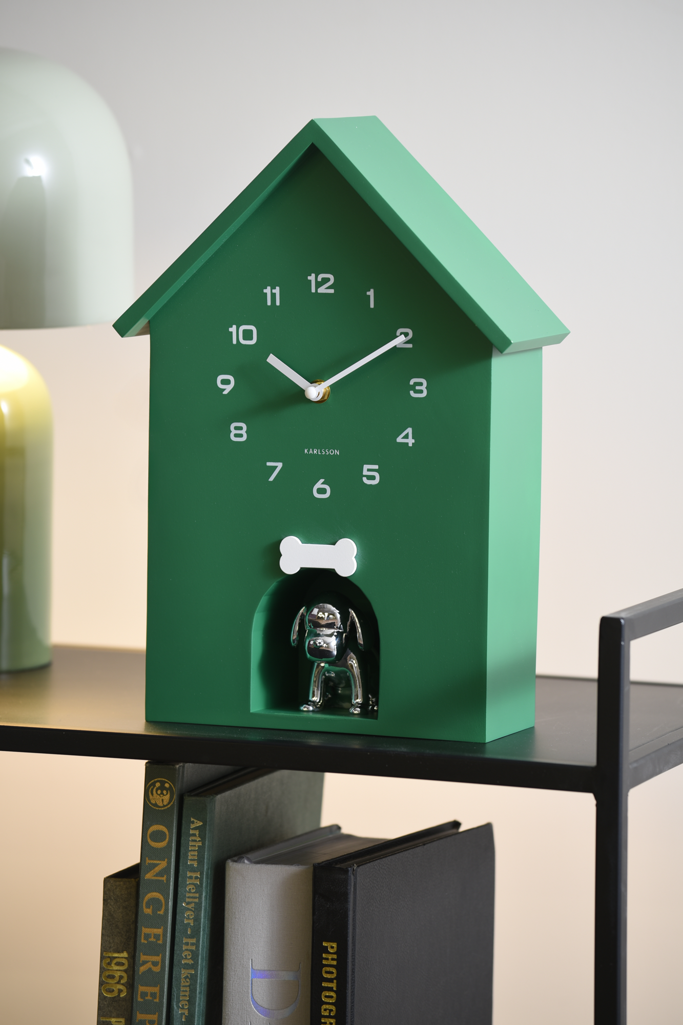 Wandklok Dog House Retro groen