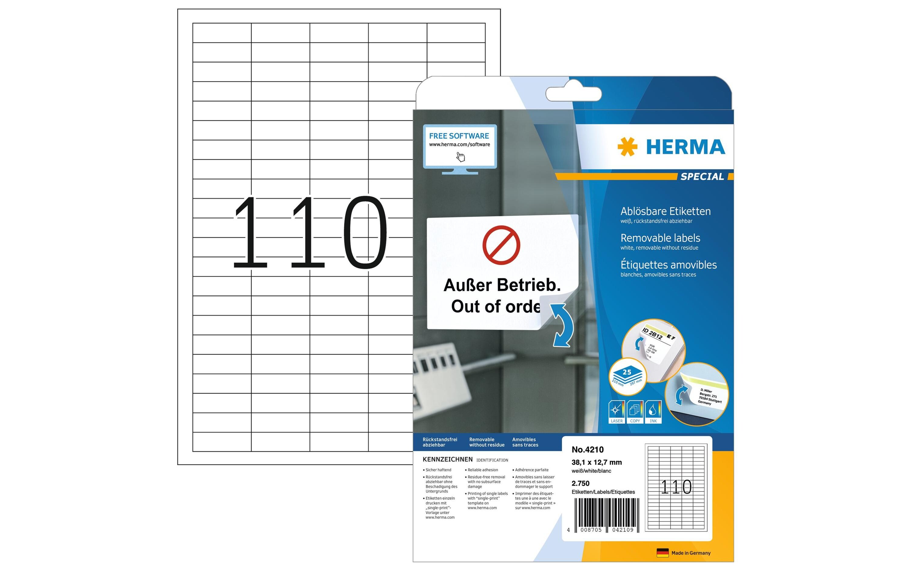 Universal-Etiketten 3.81 x 1.27 cm, 2750 EtikettenAblösbare Etiketten auf A4 Blättern