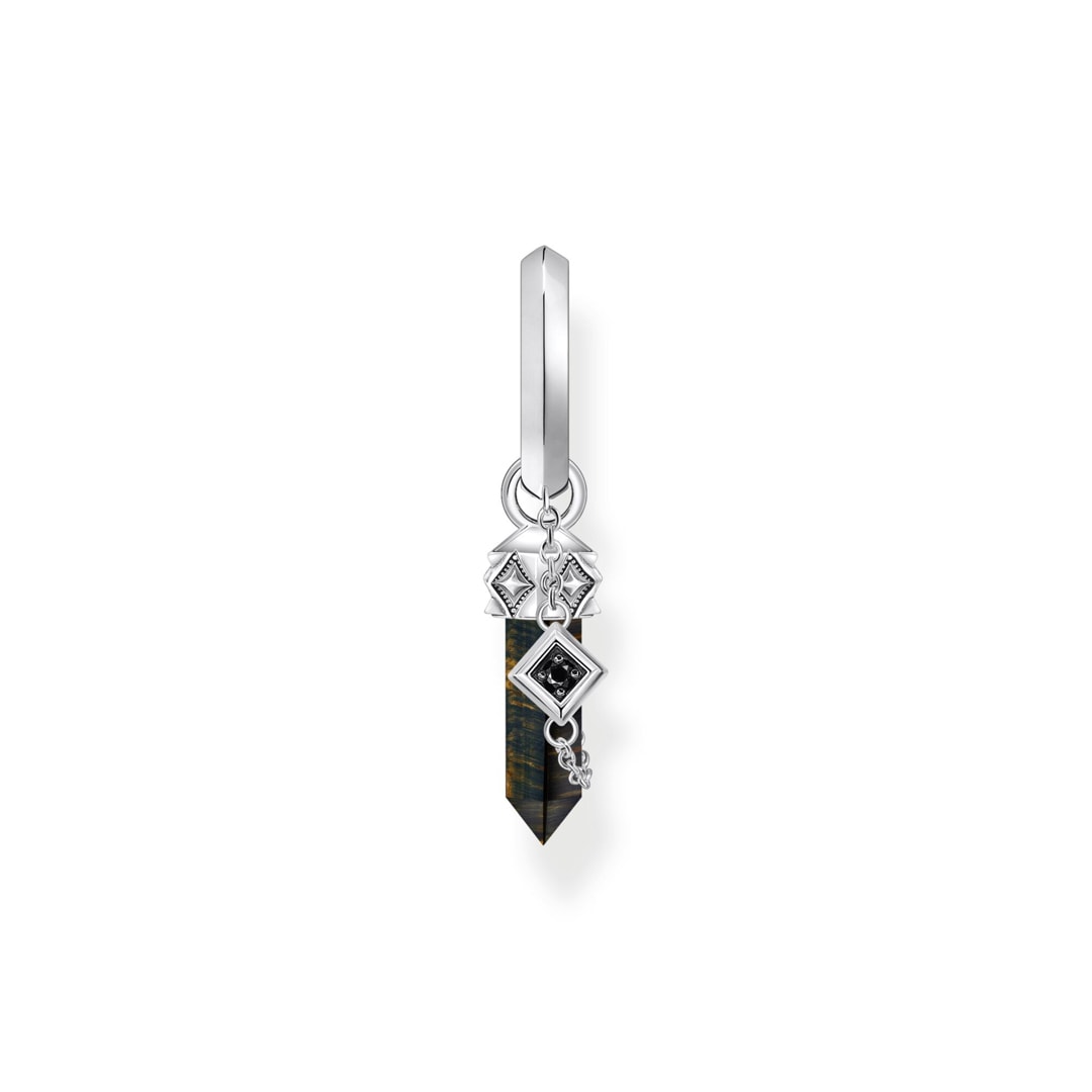 Thomas Sabo Rebel Crystal Einzel-Creole mit goldblauem Onyx-Anhänger Silber geschwärzt