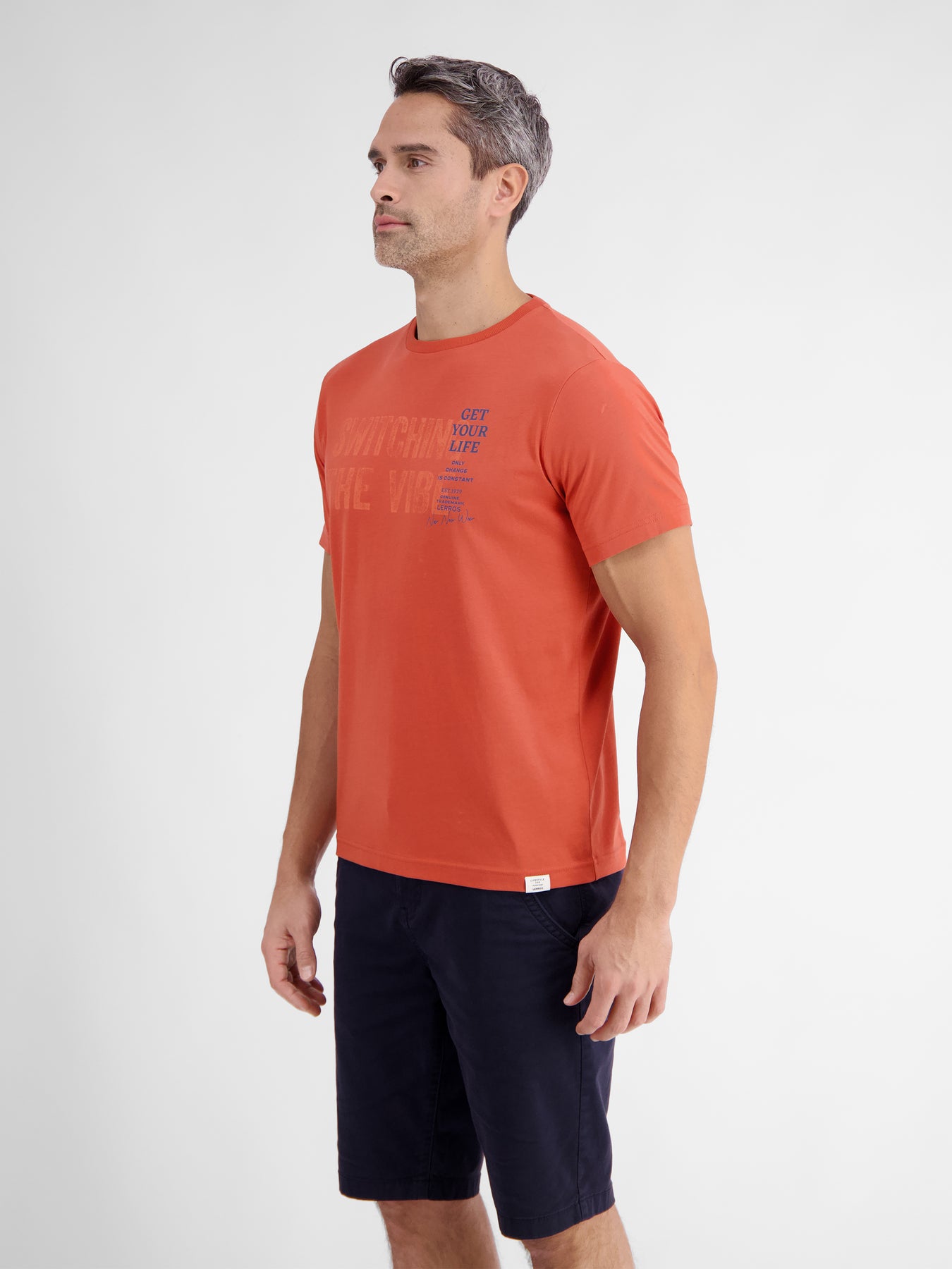 Unifarbenes T-Shirt für Herren mit Brustprint
