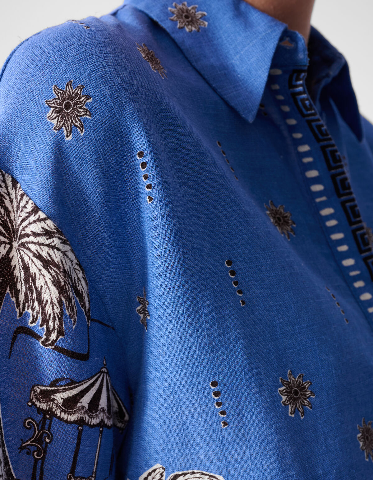 Palm Print Blouse Blauw