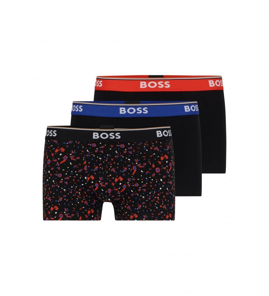 Pacote com 3 cuecas boxer pretas da BOSS