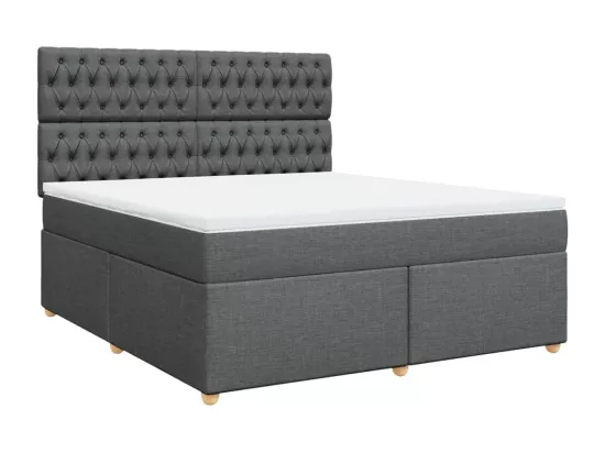Sommier à lattes de lit avec matelas Gris foncé 180x200cm Tissu
