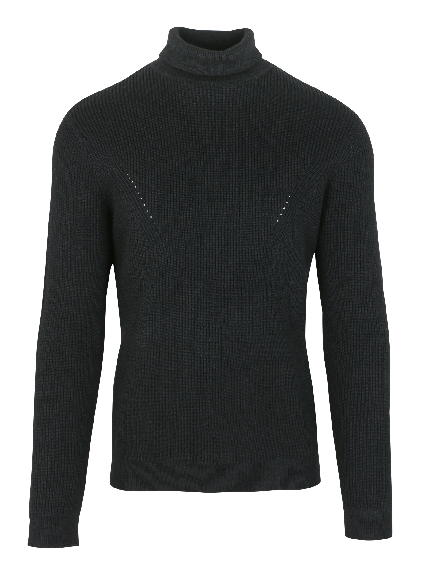 Pull col roulé en laine mélangée| Noir