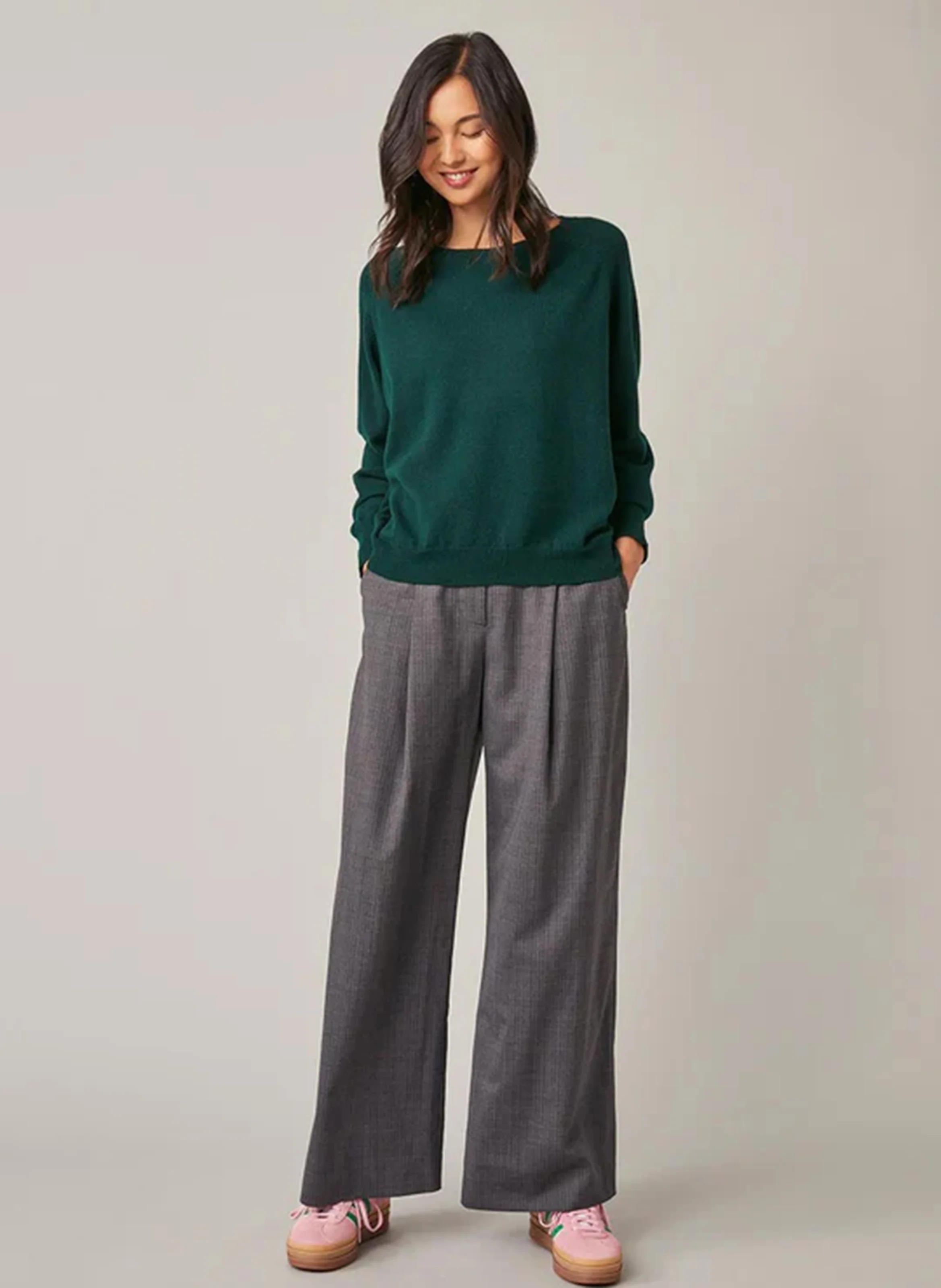 EMILIE - Pull col rond en laine | Vert