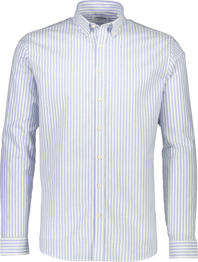 Lindbergh Striped superflex oxford L/S Blå