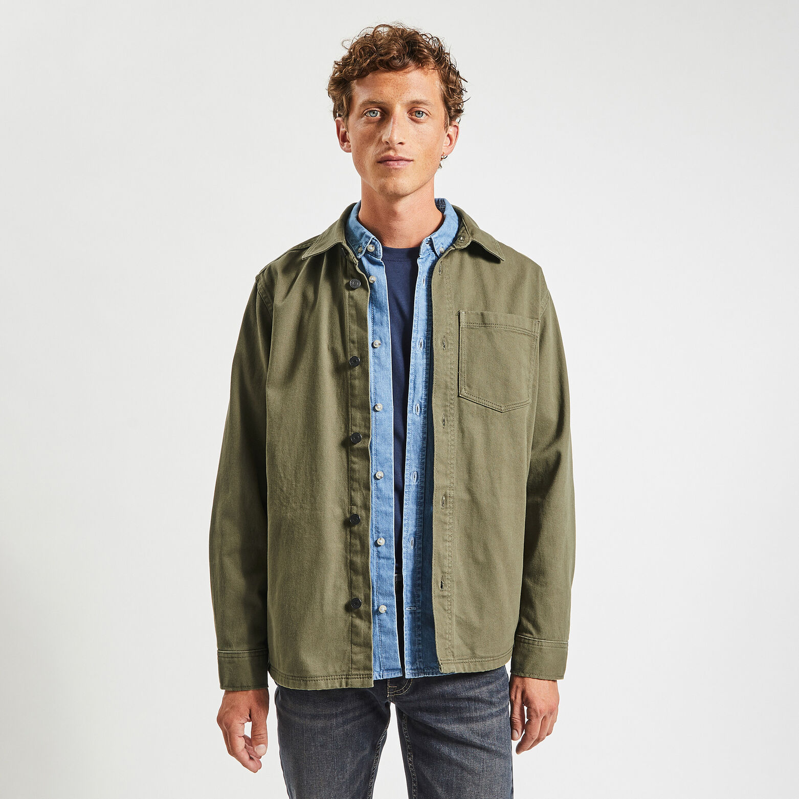 Surchemise regular unie coton recyclé Vert clair