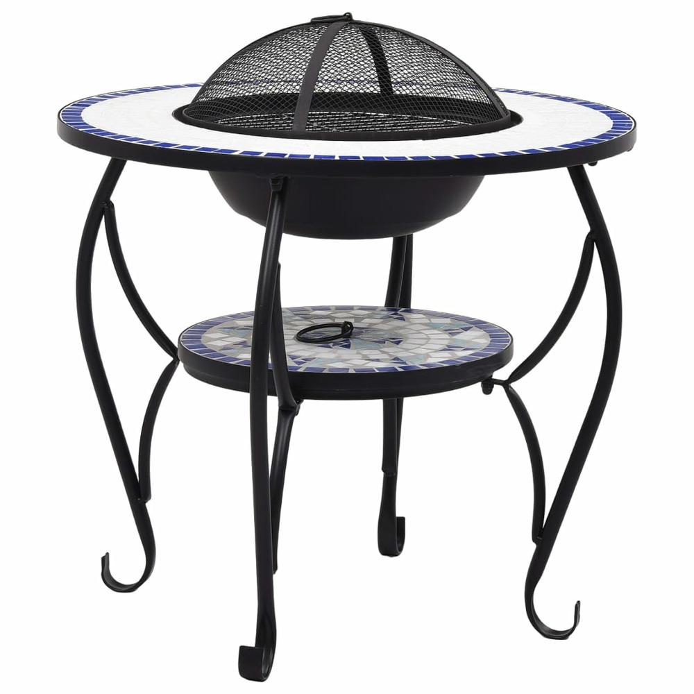 Table de foyer mosaïque bleu et blanc 68 cm céramique