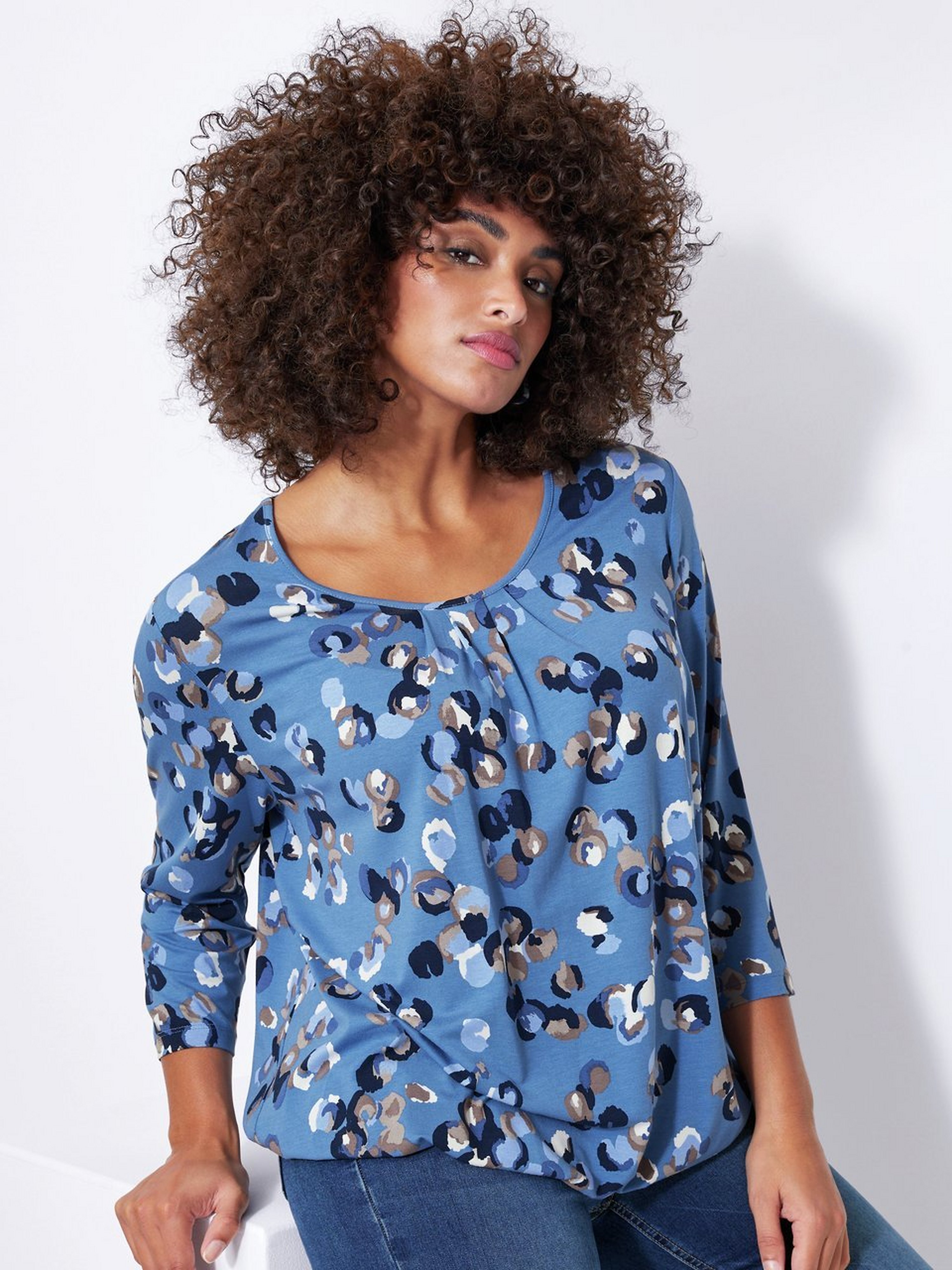 Rundhals-Shirt mit 3/4-Arm