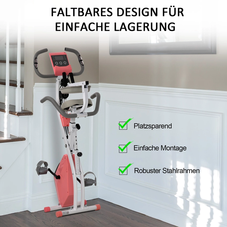HOMCOM Fahrradtrainer mit LCD Display rosa, weiß