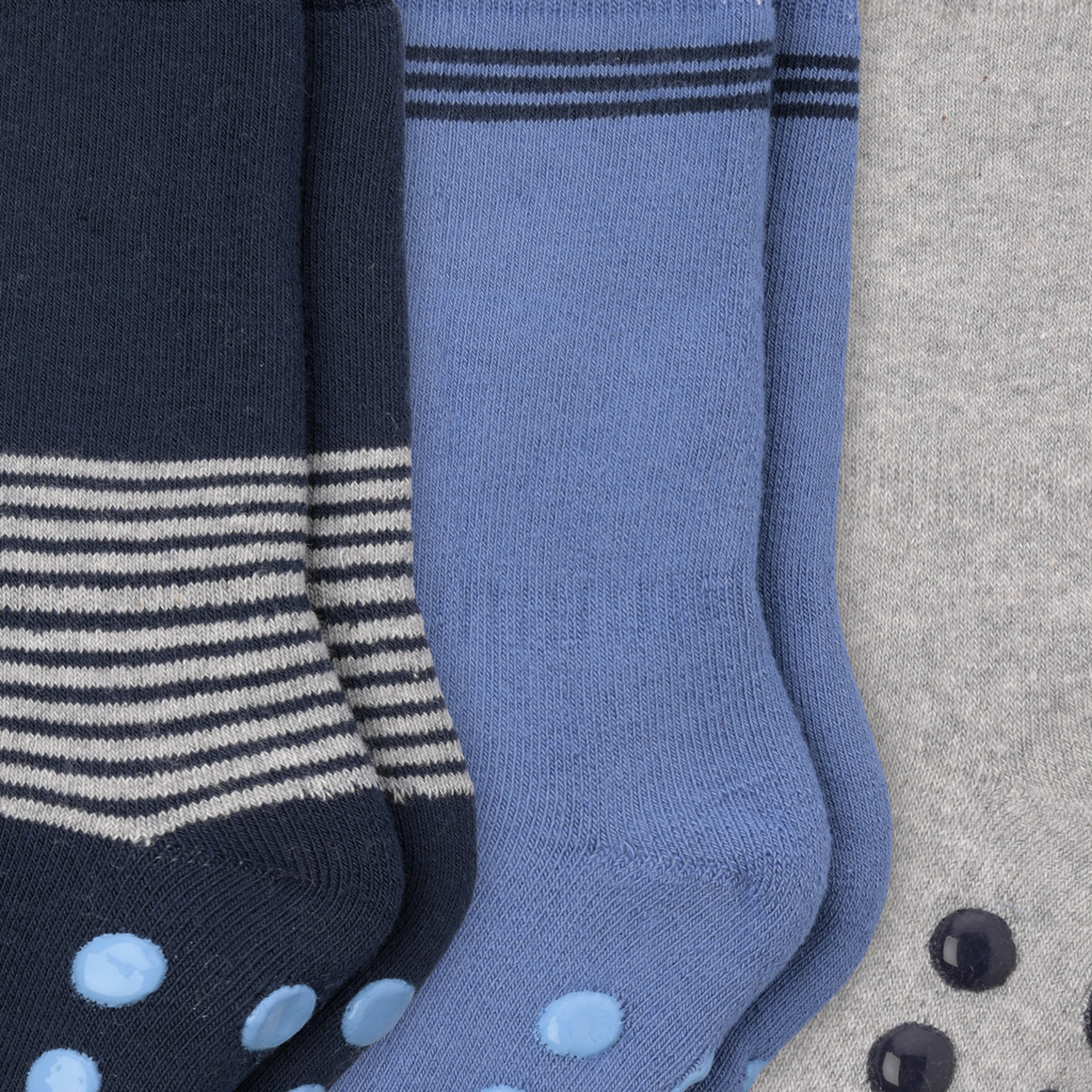 Topomini 3 Paar Baby Stoppersocken im Set jeans-blau