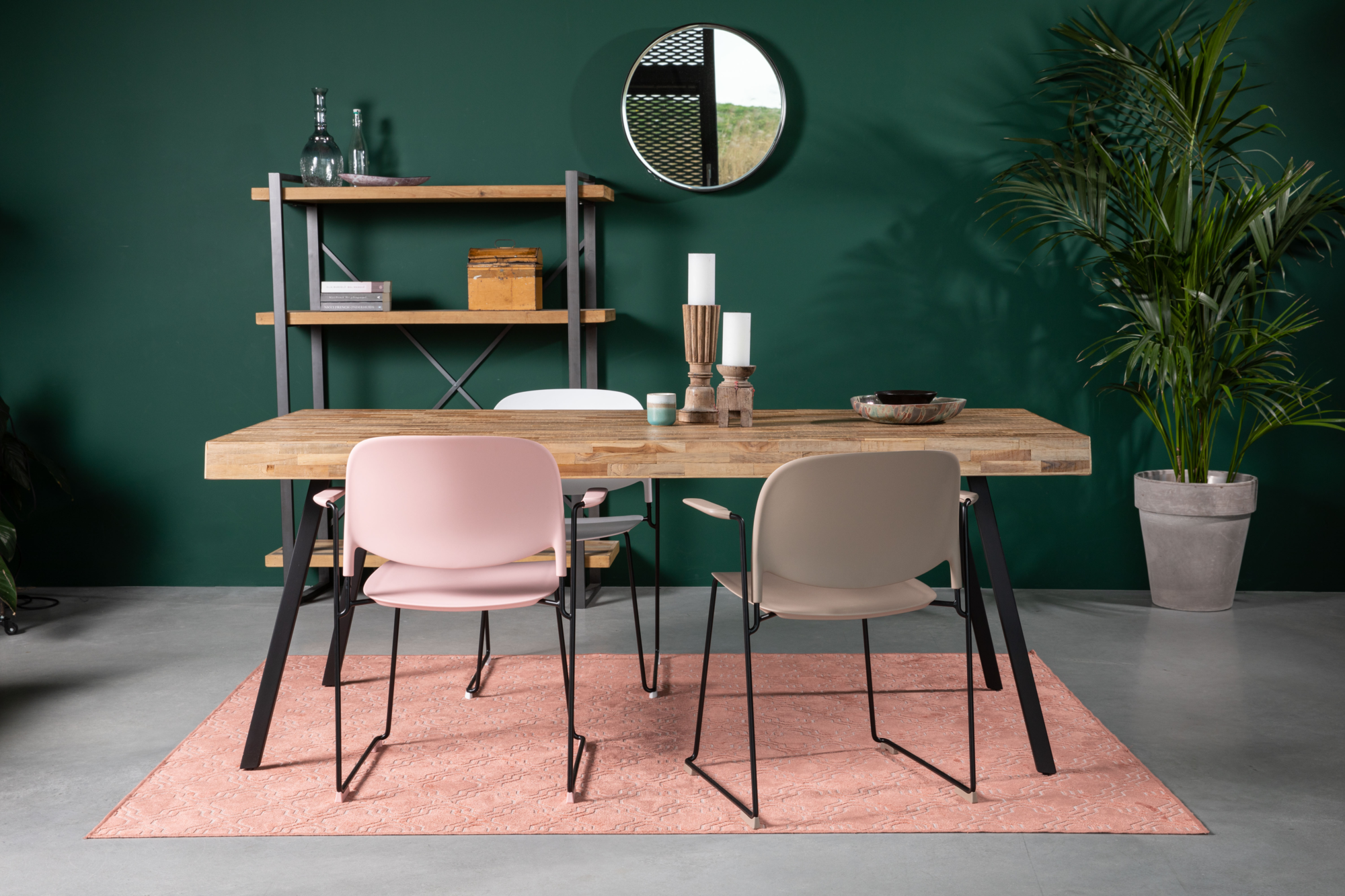 Eetkamerstoel Stacks met armleuningen roze (set van 4)