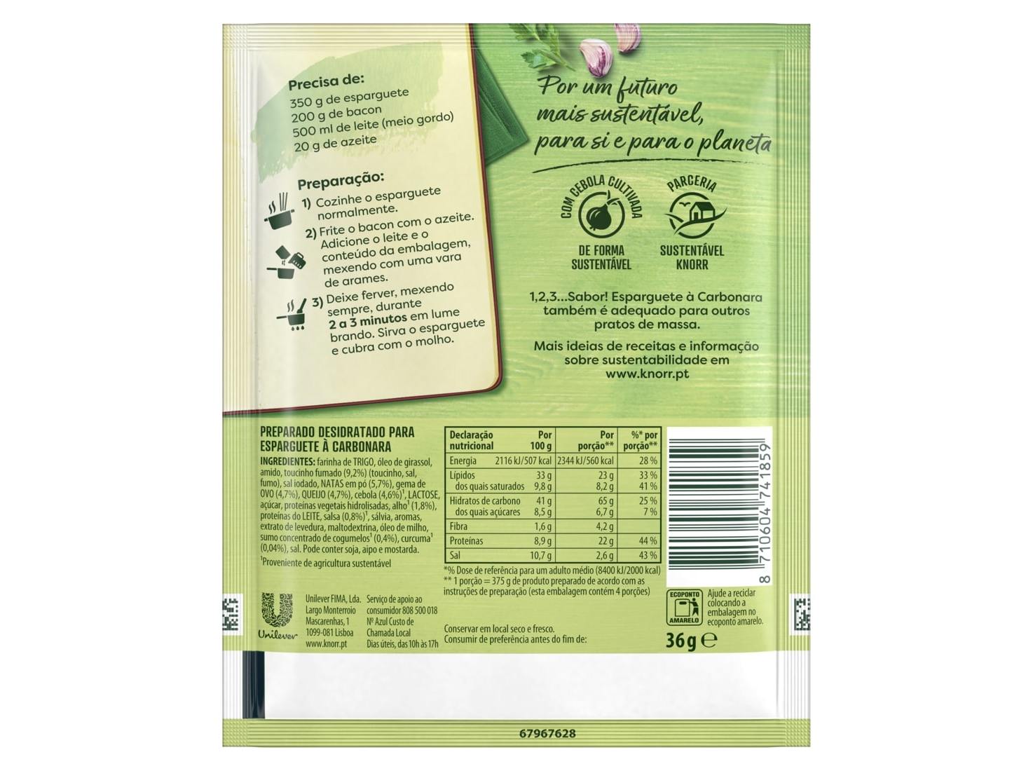 TEMPERO KNORR 1-2-3 SABOR CARBONARA 36G