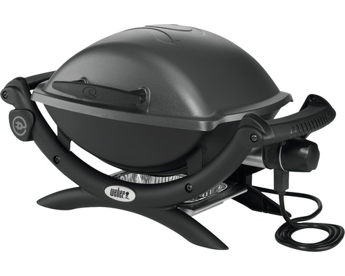 Weber Q 1400 elektrische grill, donkergrijs, 2,2 kW, grilloppervlak 43 x 32 cm, geëmailleerd gietijzeren grillrooster, deksel en behuizing van gegoten aluminium