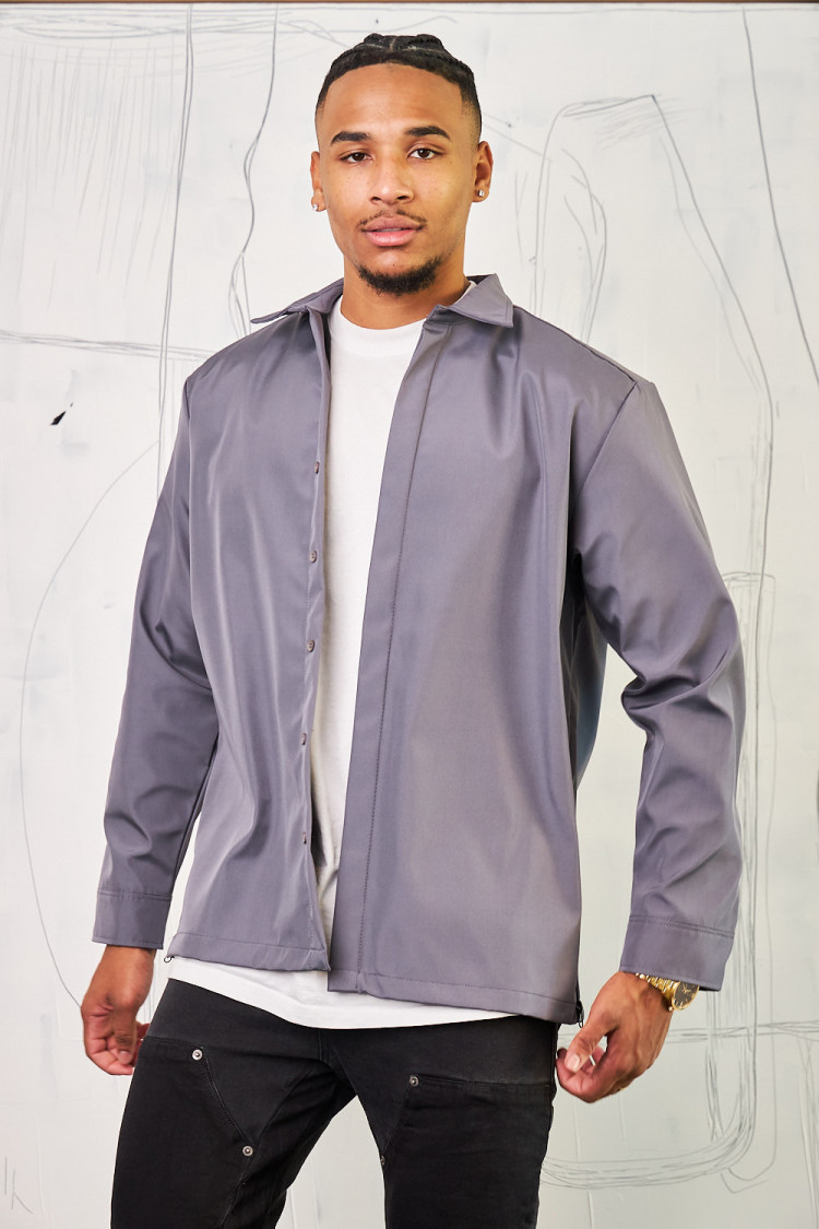 Chemise anthracite large texturée
