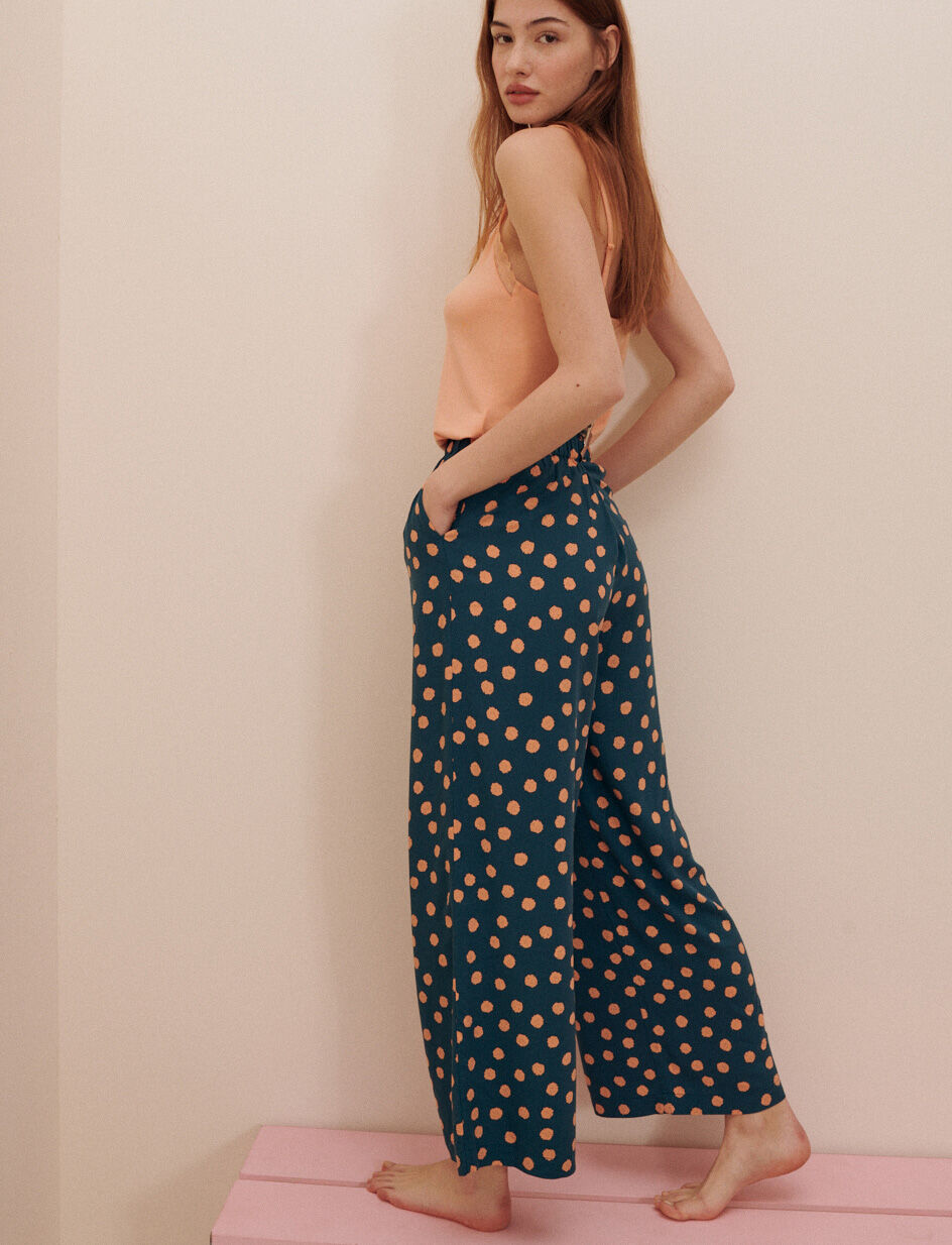 Pantalon - pois texture bleu fonce