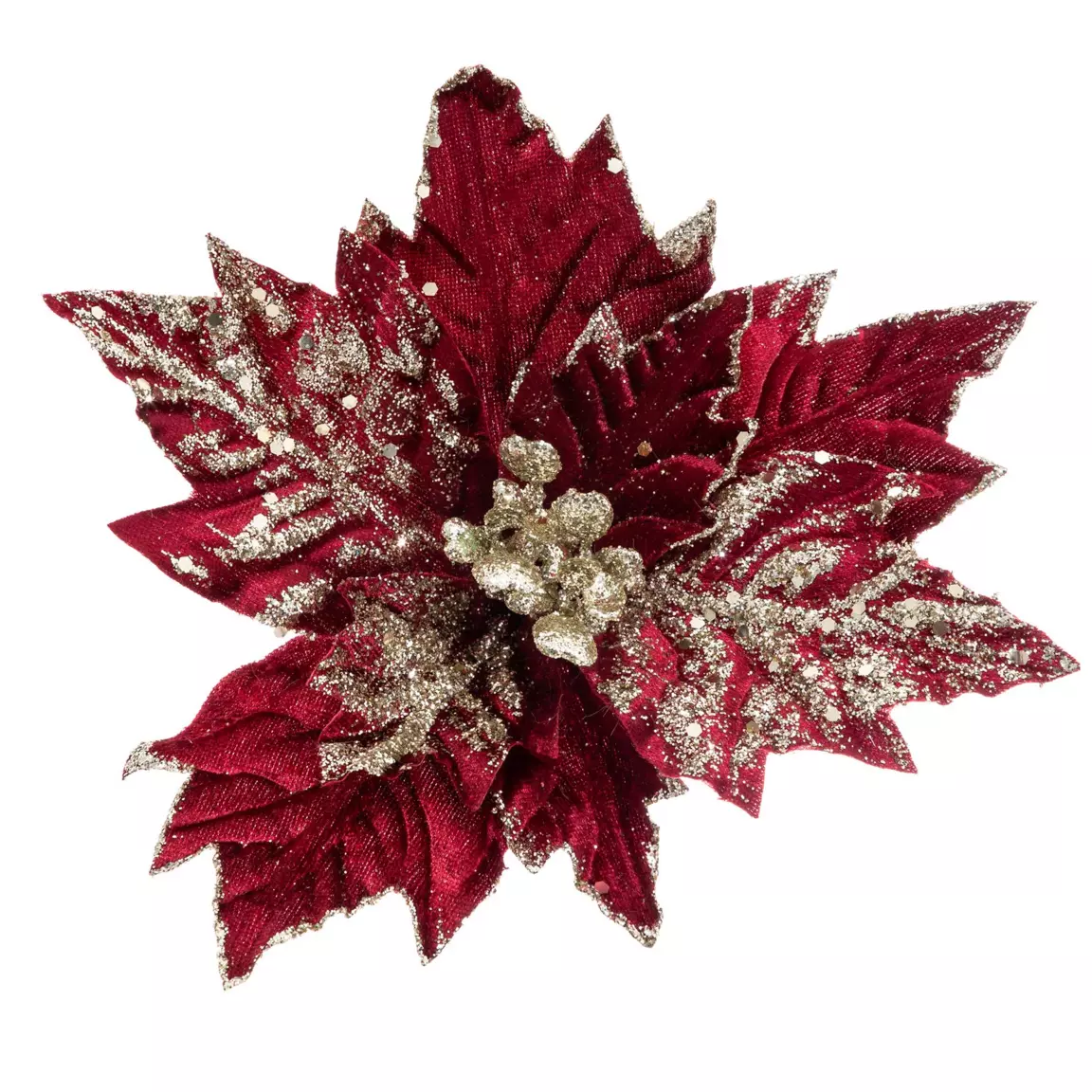 Poinsettia de Noël Kely sur clip (D25 cm) Rouge