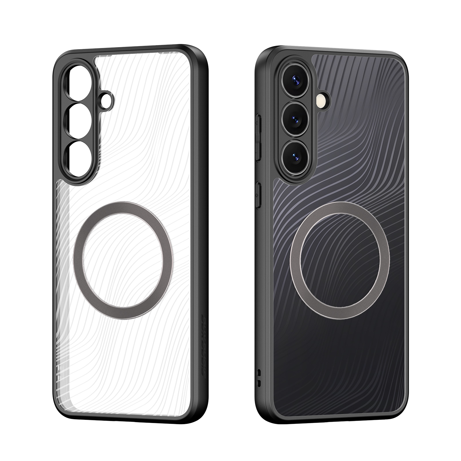 Samsung Galaxy S25 FE Hybrid Hülle TPU Bumper mit Kunststoff Rückseite   Kameraschutz MagSafe-Modul - Schwarz / Transparent