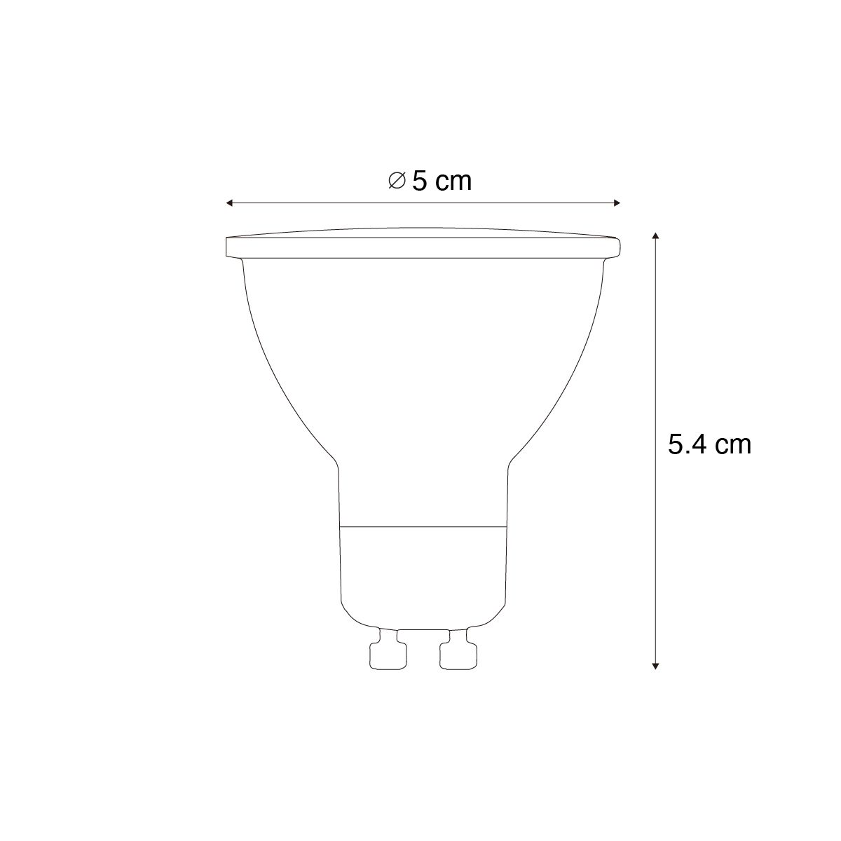 Set van 5 GU10 50mm 3-staps dimbaar in Kelvin LED lampen helder 4.5W 380 lm 2000-2700K
