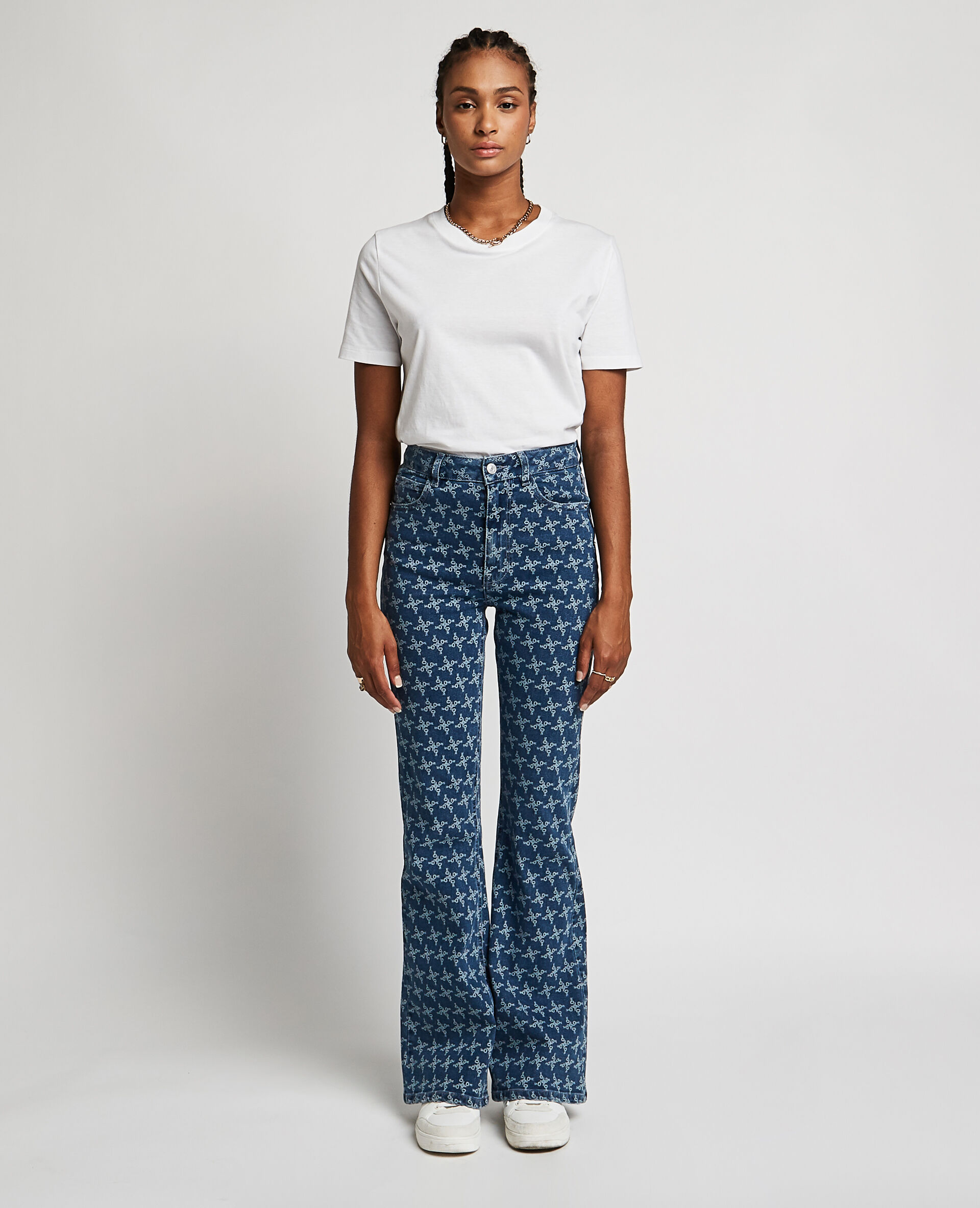 Jean flare taille haute - Bleu