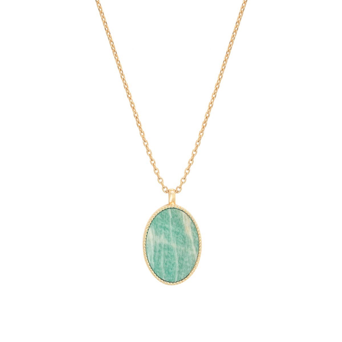 Collier pierre amazonite doré à l'or fin 24k FRIDA