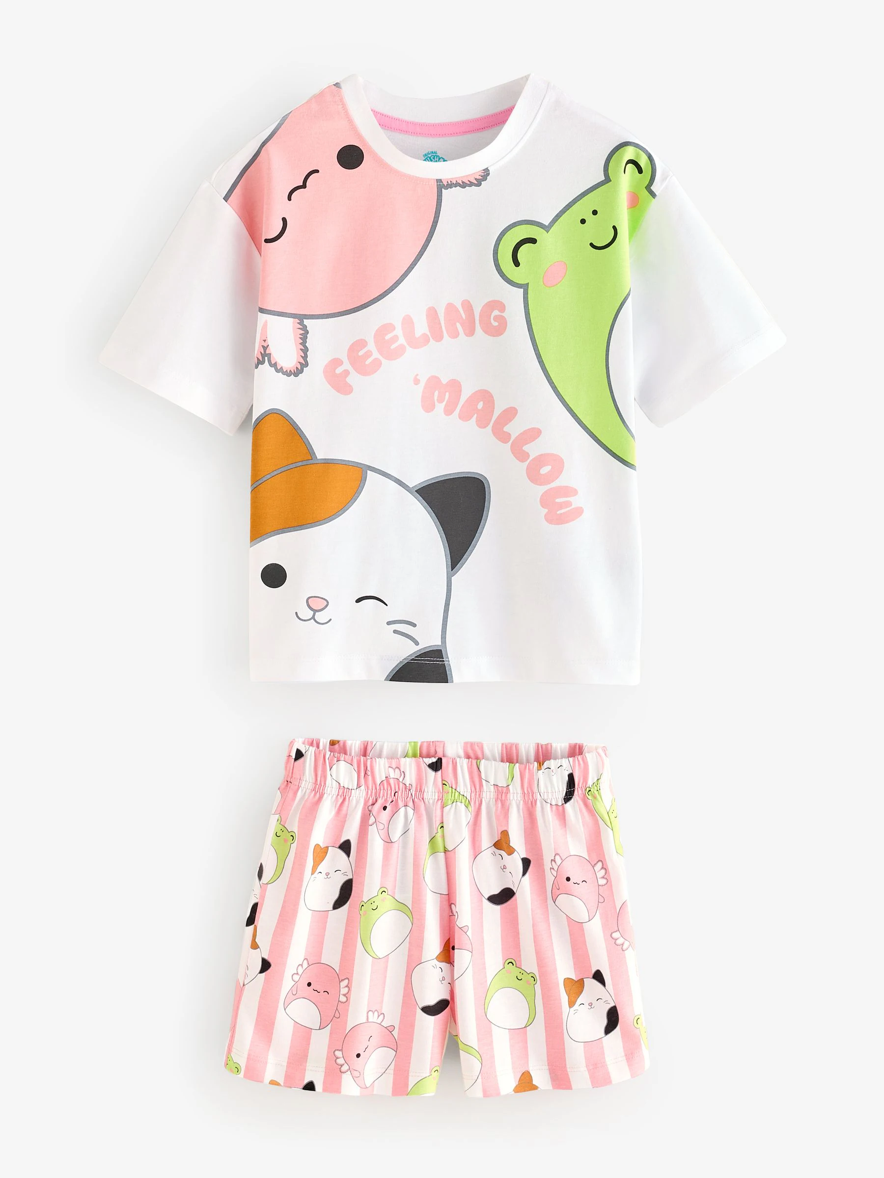 Vanilla Underground Meisjes Squishmallows Pyjama Set met Korte mouwen en korte broek 100% katoen Grootverpakking van 2
