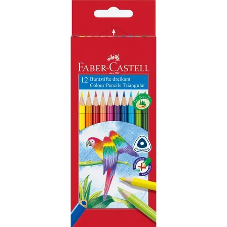 Faber-Castell Farbstift Dreikant im 12-er Kartonetui