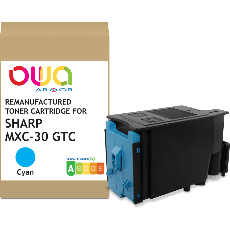 Toner remanufacturé OWA - standard - Cyan - pour SHARP MXC-30GTC, SHARP MXC-30GTC