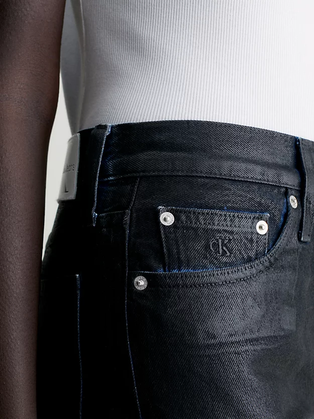 Calça jeans slim reta revestida