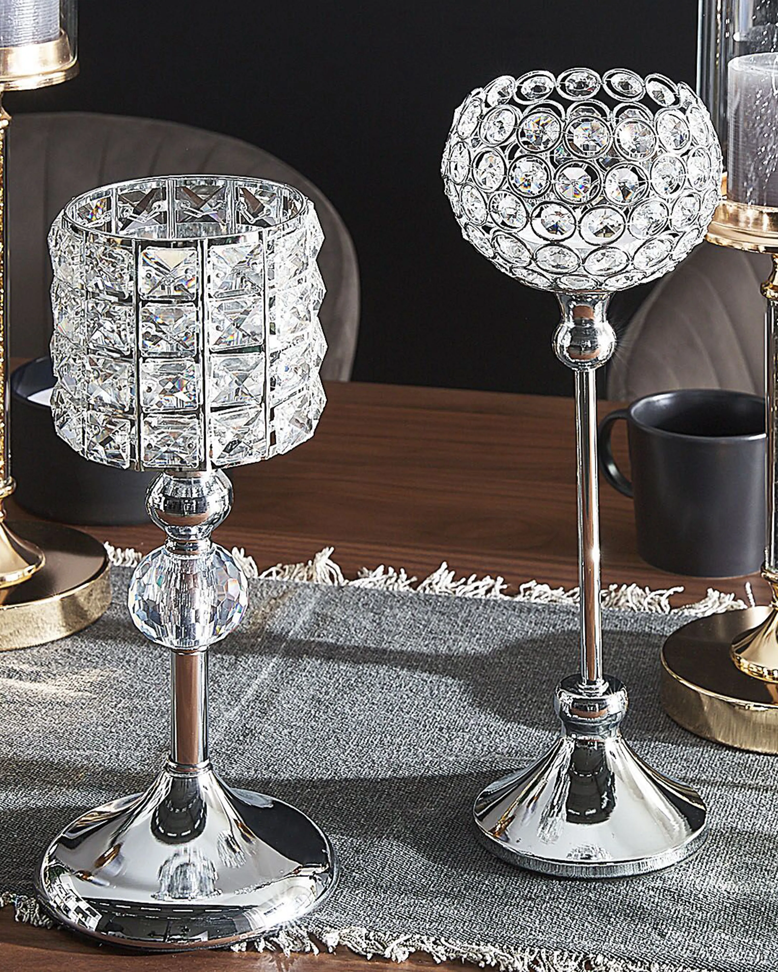 Kaarshouder AVORD Glas 33 cm Zilver