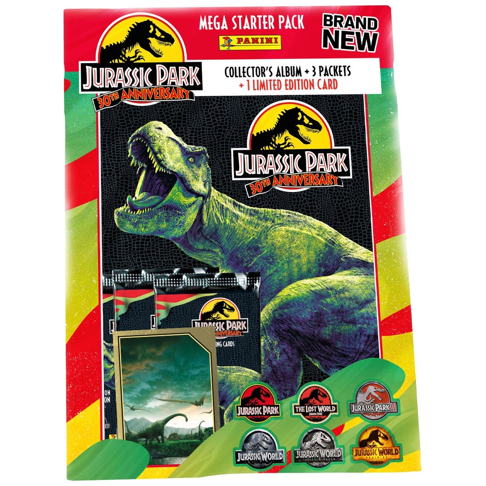 Jurassic World Jubiläums-Sammelkarten-Kollektion Mega-Starterpaket mit 3 Päckchen