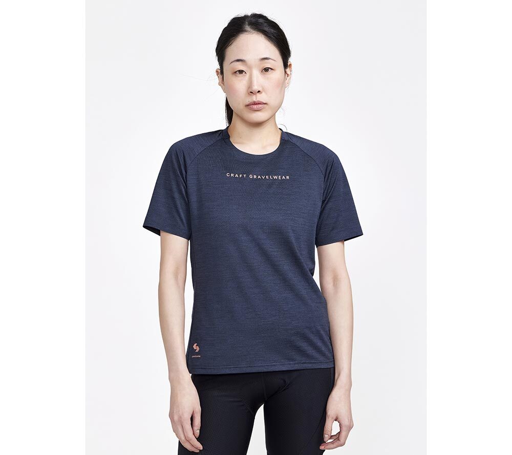 Craft ADV Gravel Fietsshirt Korte Mouwen Donkerblauw Dames