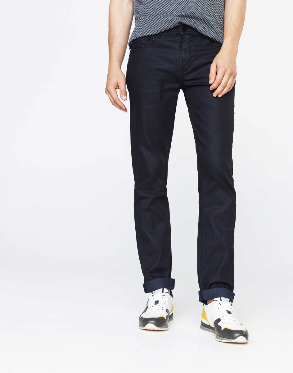 Jean slim enduit marine 