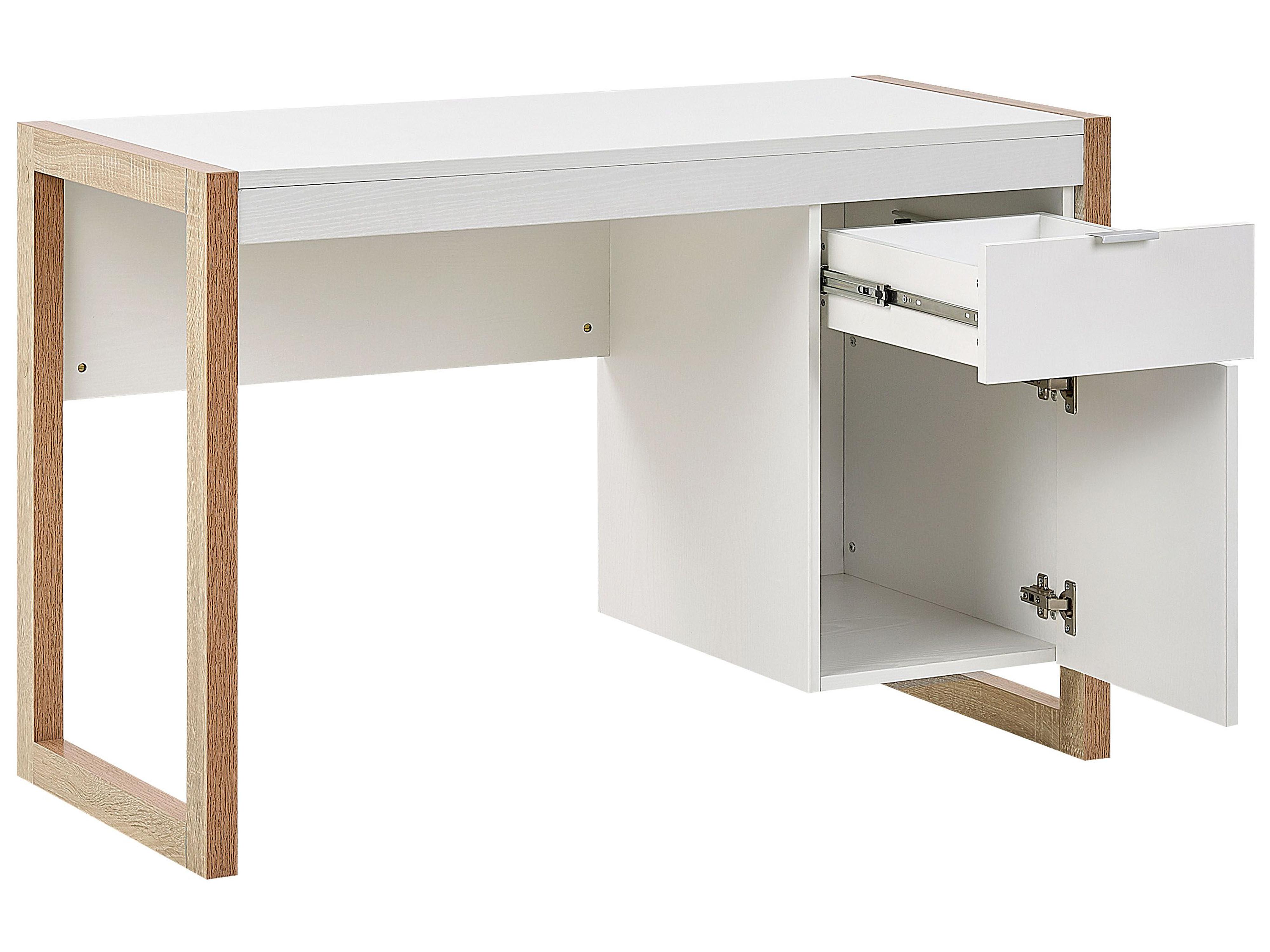 Bureau JOHNSON Bruin/wit 112 cm 50 cm met opbergruimte