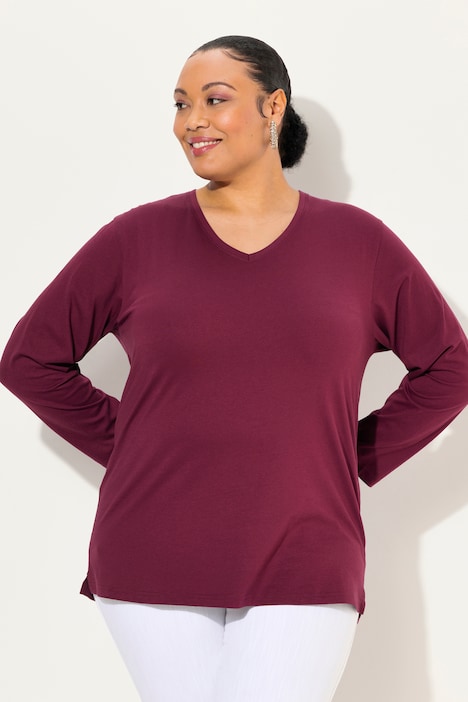 Shirt, V-Ausschnitt, Relaxed, Langarm