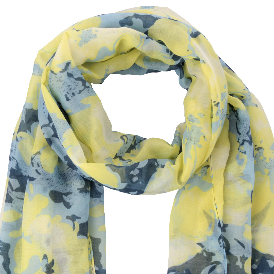 Gina Damen Tuch mit floralem Muster hellblau / hellgelb / dunkelblau
