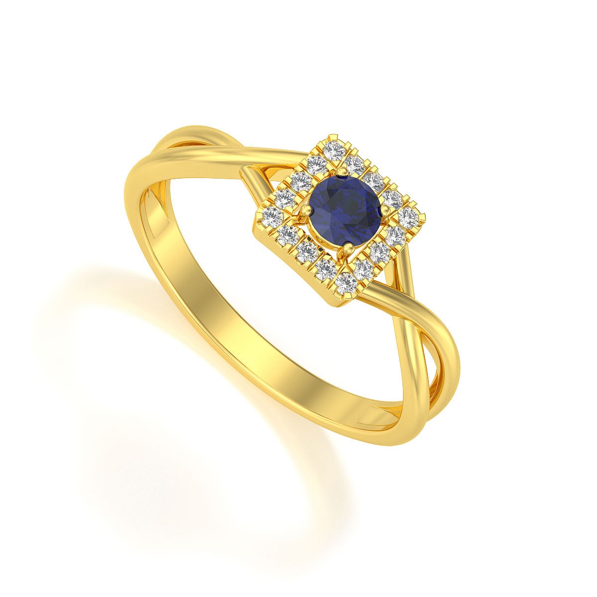 Bague ADEN Or 585 Jaune Saphir et diamants 2.154grs