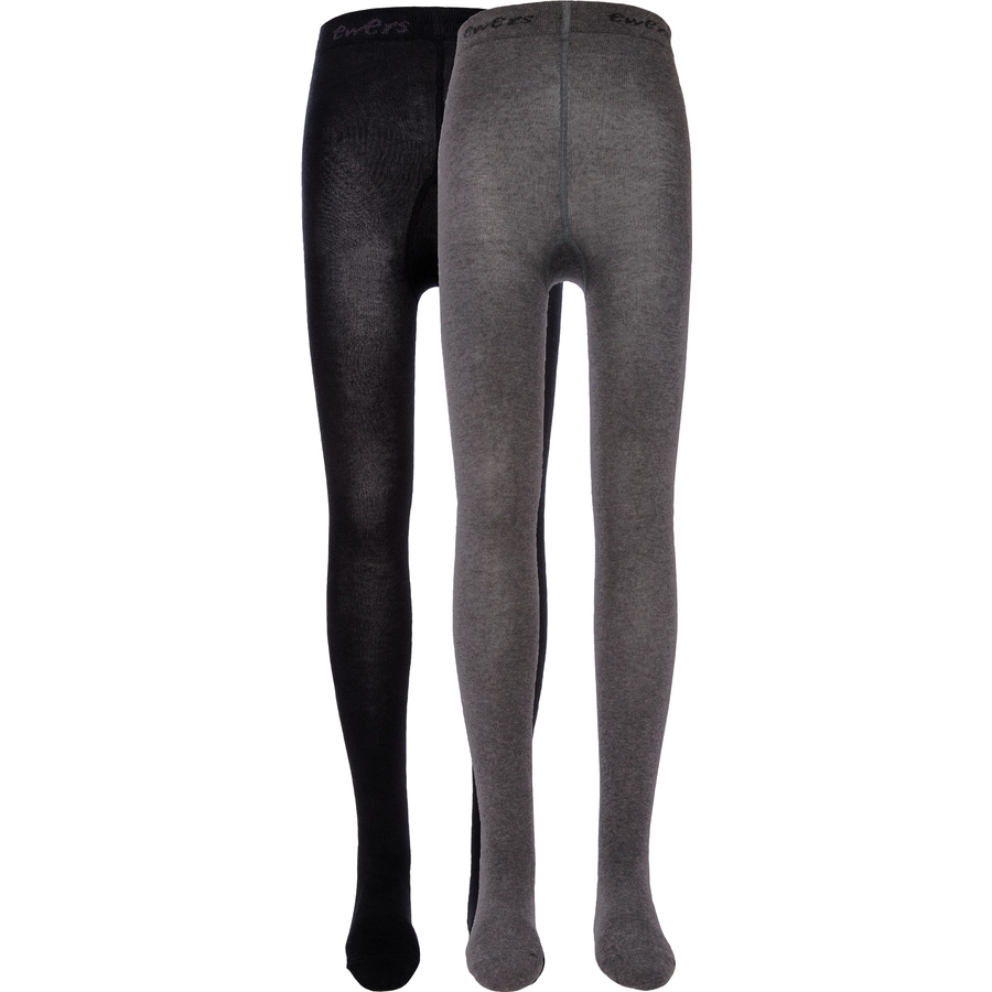 Ewers Kinderstrumpfhose 2er Pack Uni grauschwarz