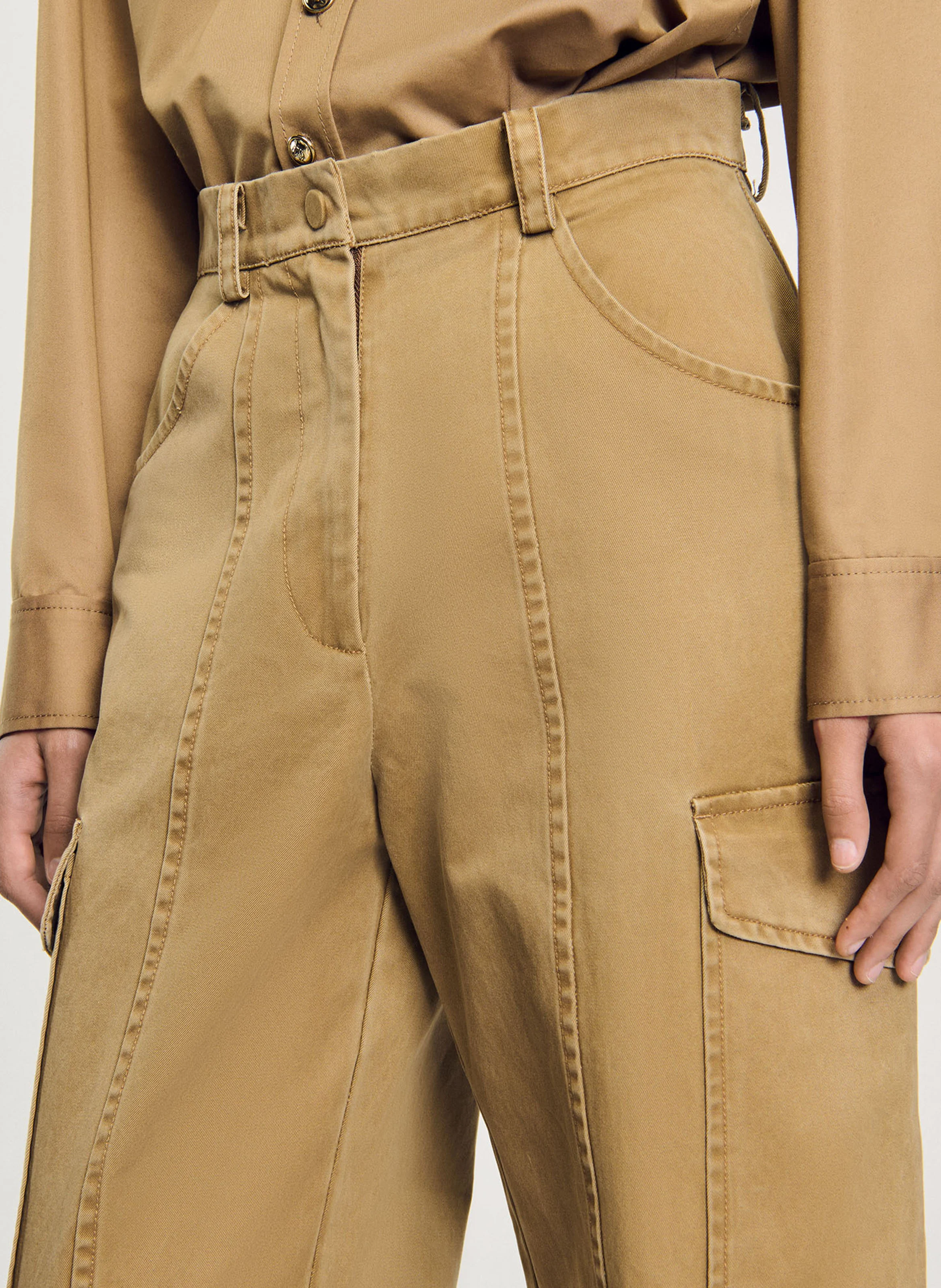 Pantalon cargo en coton | Kaki