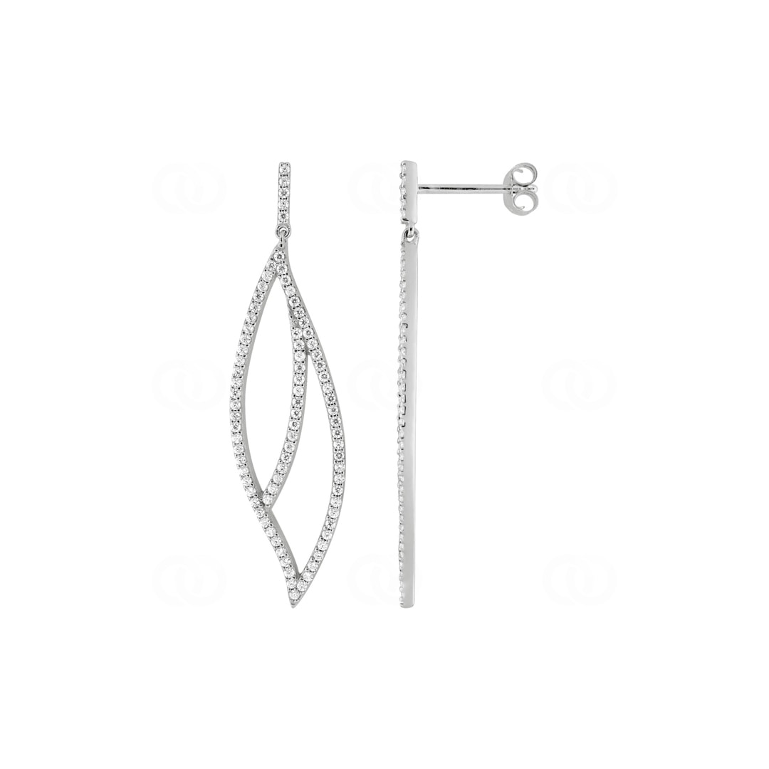 Ohrringe 925 Silber rhodiniert mit Zirkonia rund