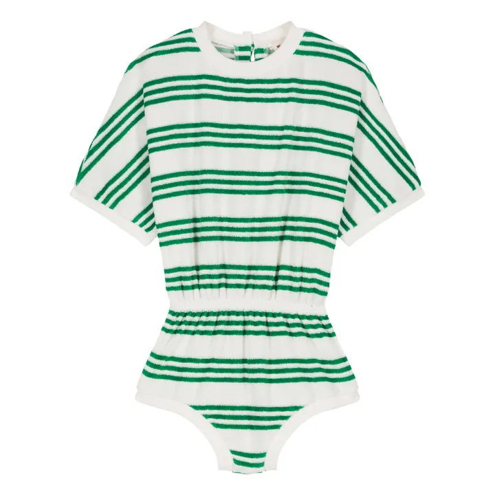 We Are Kids Combishort Romy Rayure Eponge Bio | Vert