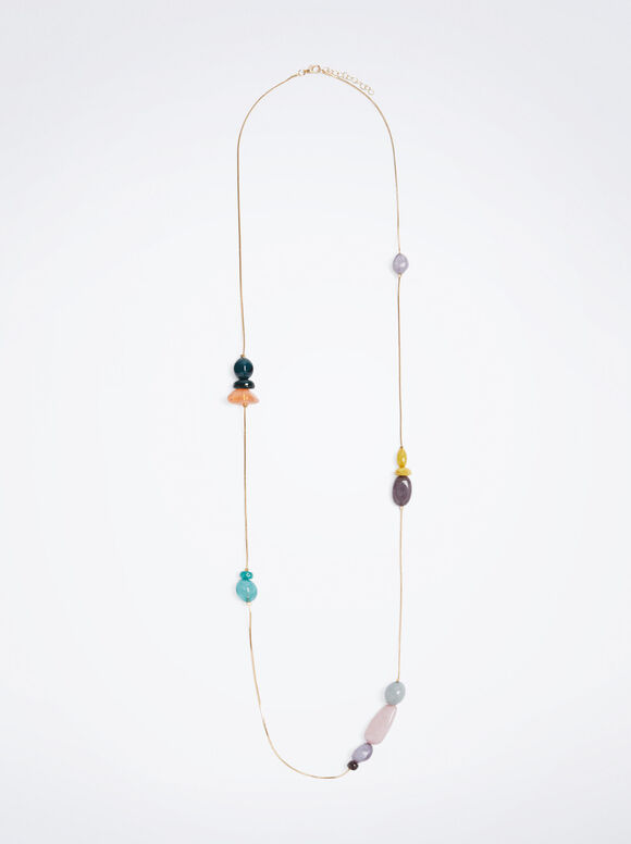 Colar multicolorido com resina - Multicolorido