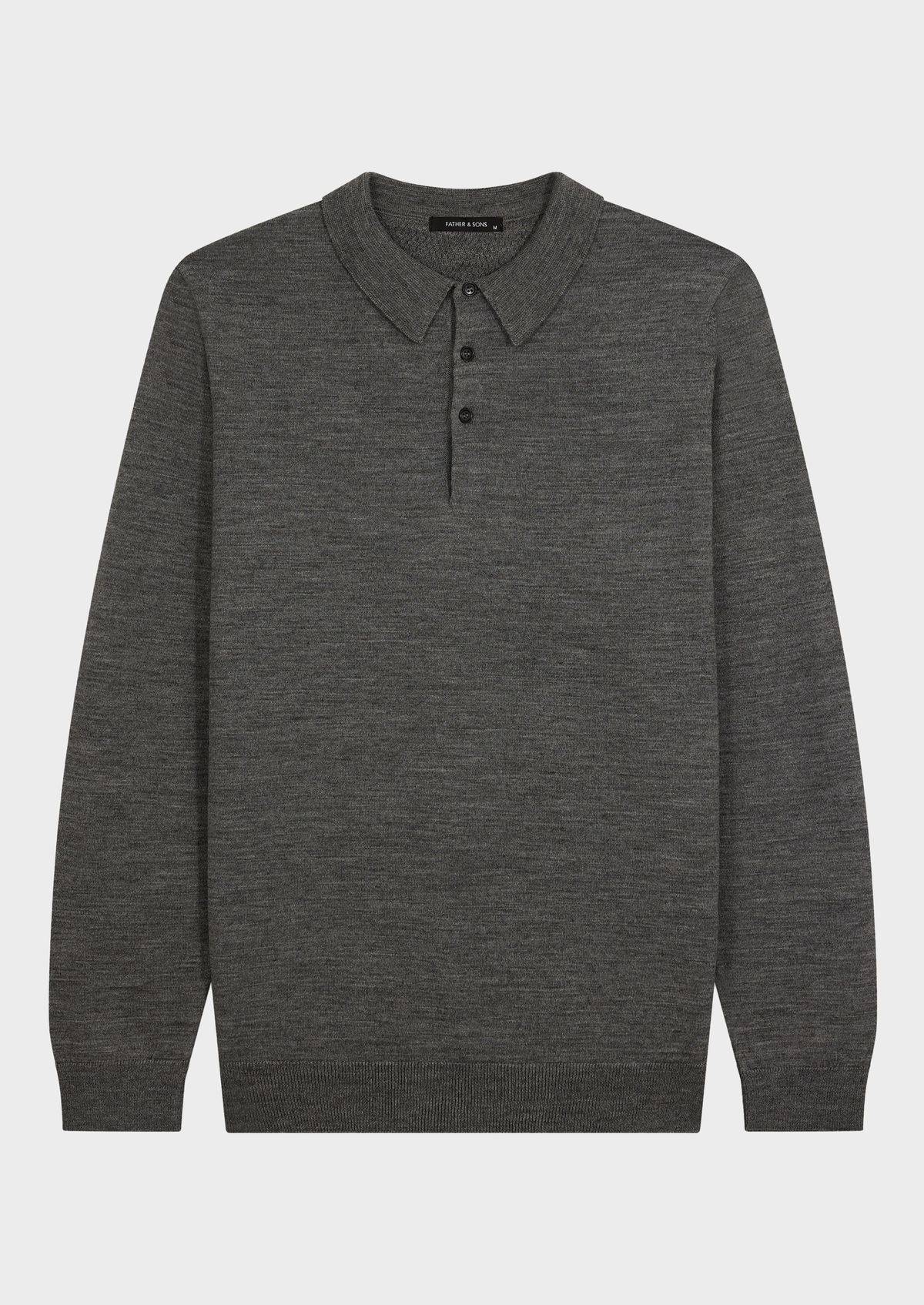 Pull col polo en laine Mérinos mélangée unie gris clair