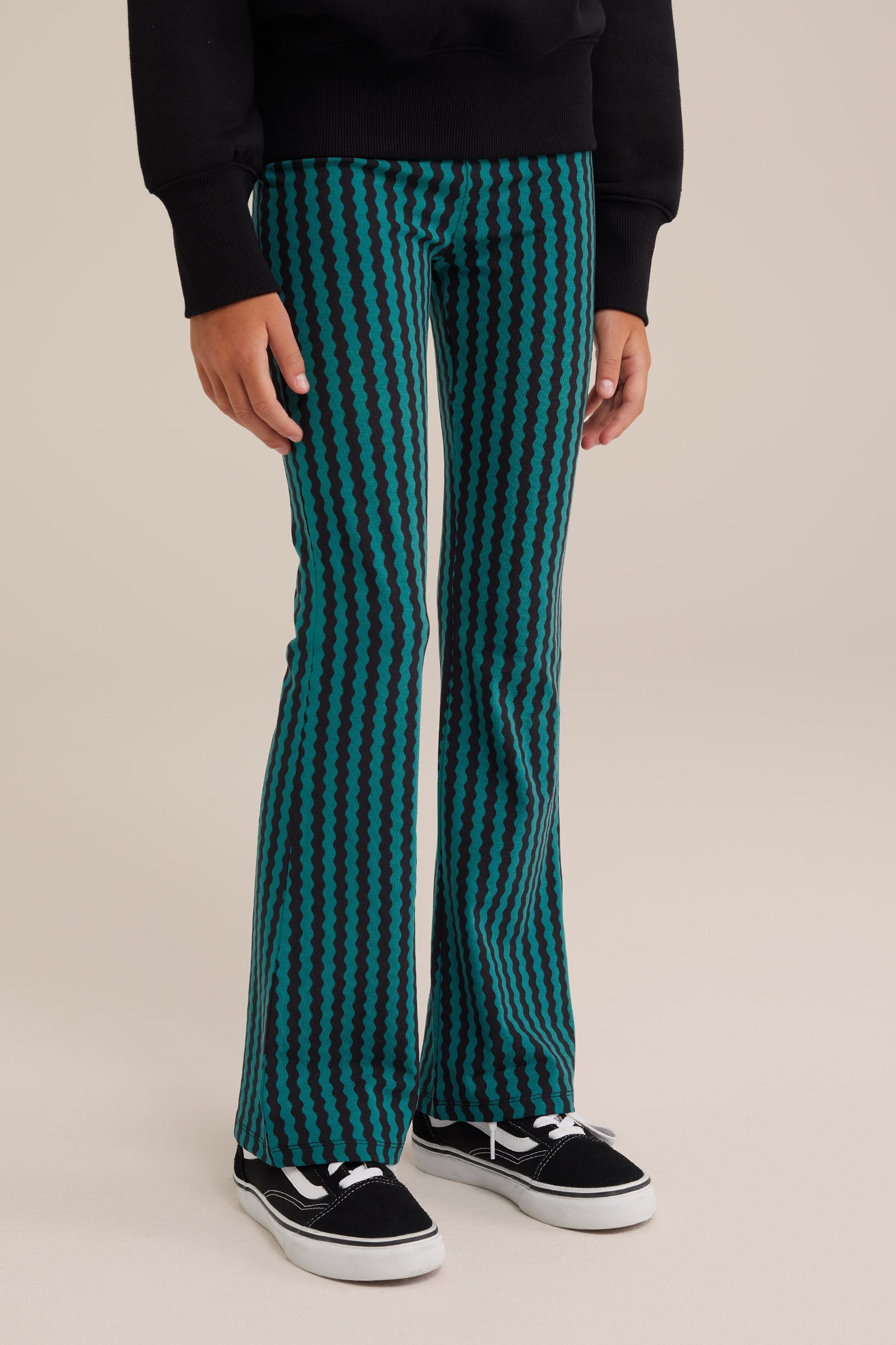 Meisjes flared legging met dessin WE Fashion Petrol