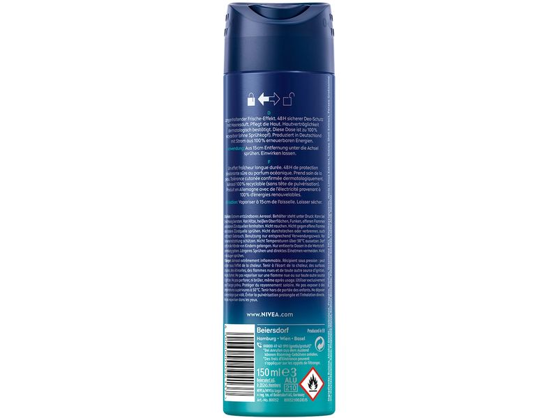 NIVEA MEN Deo Spray Fresh Ocean 150 ml Deo für Herren mit einem erstaunlich frischen Duft für ein frisches Hautgefühl