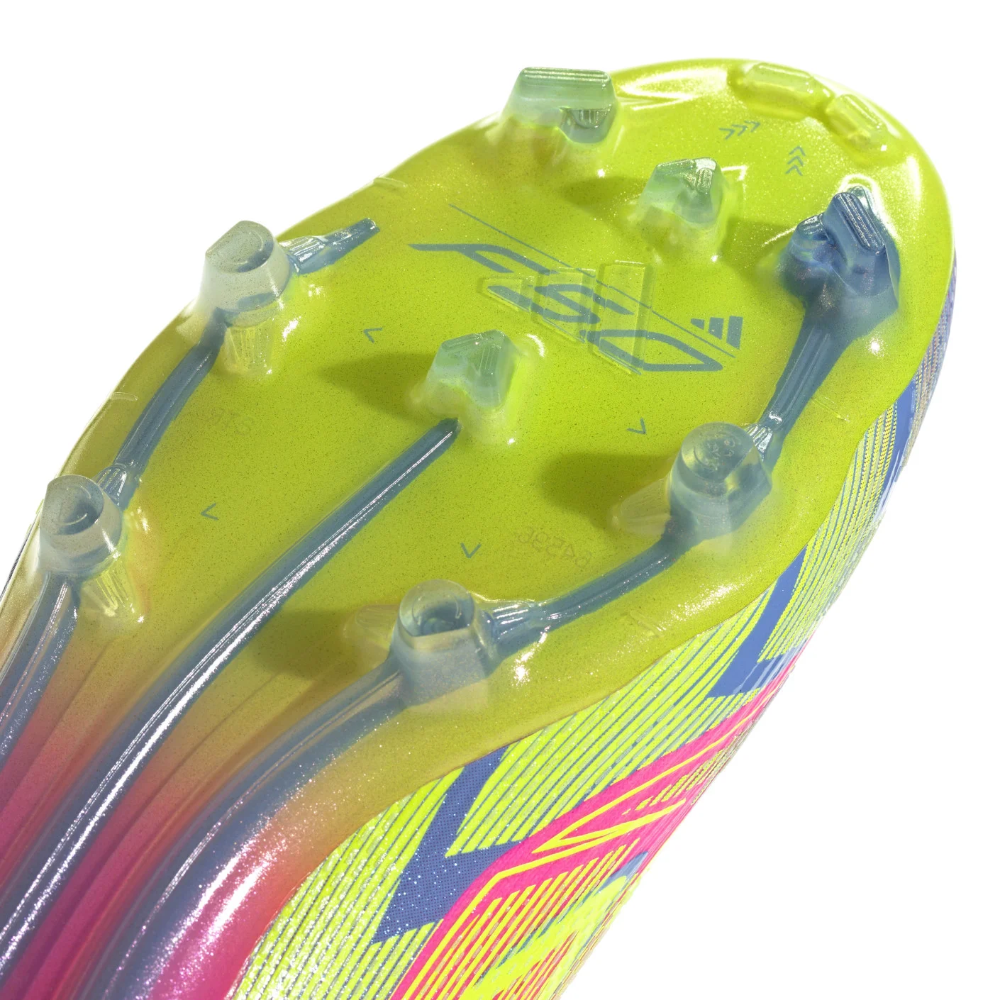 Adidas F50 Elite Veterloze Gras Voetbalschoenen (FG) Roze Neongeel Blauw