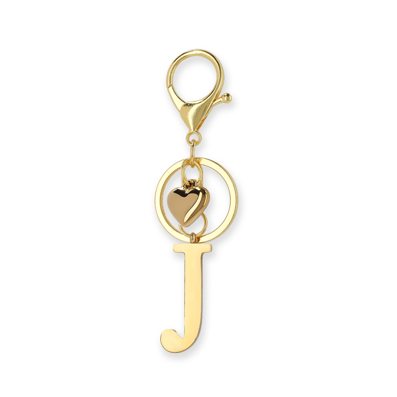 Goudkleurige bag charm letter J